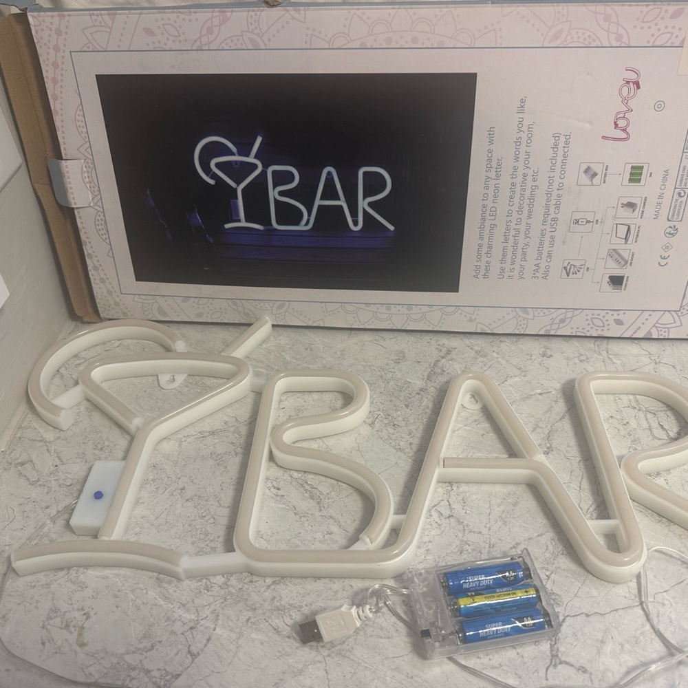 White Neon Bar Sig